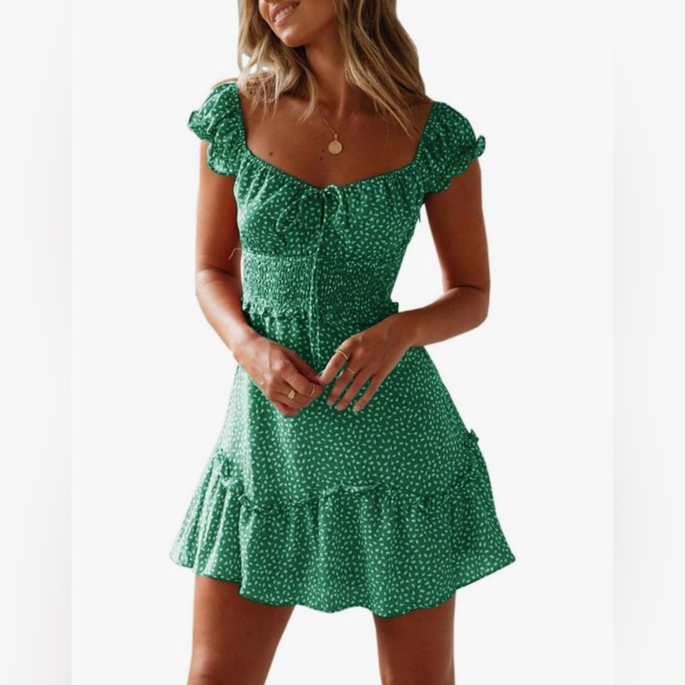 Ruffle Sleeve Sweetheart Neckline Dress